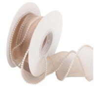 CABODYALS 5 Yards 40mm Ruban Transparent Filaire Marron Bord Perlé Faux Ruban Lisse Organza Rubans en Maille Queue de Poisson Rouleaux avec Bobine pour Couture Fabrication Artisanat Bouquet de Fleurs