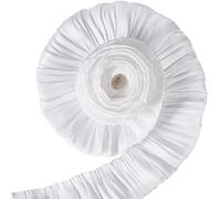 CABODYALS 5M 50mm White Pleated Ribbon Double Layer Ruffle Lace Wavy Edge Smooth Ruffled Translucent Tulle Ribbons for Sewing Making Dresses Skirt Embellishment Home Decor DIY Craft Supply