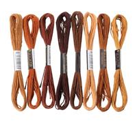 CABODYALS 8 Écheveau 6 Brins Fil à Broder Marron Couleur Dégradée en Vrac Cordes Bracelet Brésilien Fils Broderie de Point de Croix en Polyester Idéal pour Coutur à La Main Tricot Projets Artisanat