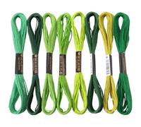 CABODYALS 8 Écheveau 6 Brins Fil à Broder Vert Dégradé Panaché en Vrac Ficelles Bracelet d'amitié Fils Broderie au Point de Croix en Polyester Idéal pour Couture à La Main Vêtement Tricotage Artisanat