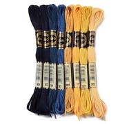 CABODYALS 8 Écheveau 64M Fil à Broder Bleu et Jaune Dégradé 6 Brins Polyester Kit de Fils Broderie Point de Croix à Coudre Idéal pour Couture Tricot Bracelets Brésiliens D'amitié Bricolage Artisanat