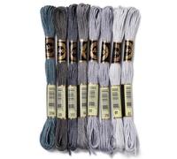 CABODYALS 8 Écheveau 64M Fil à Broder Point de Croix Gris Dégradé 6 Brins en Polyester Kit de Chaîne Fils Broderie de Soie Bracelet Brésilien D'amitié pour Couture Tricot Cheveux L'artisanat Bricolage