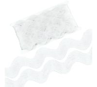 CABODYALS 9.14M 30mm/40mm Blanc RIC Rac Trim Large Rick Rack Wave Trim Noël Glitter Métallique Couture Pliage Frange Bordure Dentelle Ruban pour Couture Fabrication Artisanat Fleur Décoration de Fête