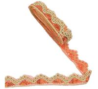 CABODYALS 9.14M 43.5MM Ruban à Paillettes Sparkle Orange et Doré Garniture Tressé Fleur Bordure en Dentelle Brodée Festonné Rubans à Sequins de Tulle pour Couture Emballage Cadeau Décoration Bricolage
