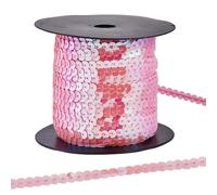 CABODYALS 91.44M 6mm Rose Paillettes Garniture Paillettes Bande Élastique Paillettes avec Paillettes en Plastique Ruban à Paillettes Rondes Plates Scintillantes avec Bobine pour la Fabrication de Nœud