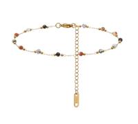 CABODYALS Bracelet de Cheville Chakra Acier Inoxydable 316L Doré Bracelets Perles Coloré Boho Style en Or Chaine Pied Cristal Réglable Imperméable pour Femme Bijoux Été Plage Cadeau d'anniversaire