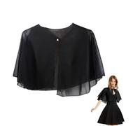 CABODYALS Capes en Mousseline de Soie Noires Châles Transparents et Châles en Polyester Élégantes Douces et Soyeuses Écharpe en Mailles pour Femmes Robes de Soirée Accessoires de Fête de Mariage