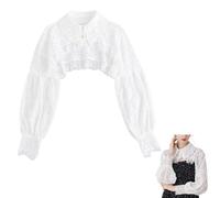 CABODYALS Châle en Dentelle Blanche avec Manches Col Amovible en Dentelle Florale Style Vintage Doux et Transparent en Polyester pour Femme Idéal pour une Fête de Mariage Ou un Usage Quotidien. Access