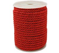 CABODYALS Cordon Tressé Rouge de 17.3 m et 5mm Corde Décorative 3 Plis Nylon Soie Fil de Noël Garniture en Satin pour Travaux Manuels Tapisserie Rideau Remise de Diplôme Décoration D'Intérieur Bricol