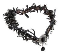 CABODYALS Couronne de Fée Noire et Sombre Coiffe Elfique Gothique des Bois Fleur Elfique en Cristal avec Goutte Florale Bandeau de Costume de Forêt pour Femmes Accessoires de Fête D'Halloween et de Ma