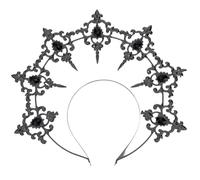 CABODYALS Couronne Halo Argentée et Noire Style Bohème Baroque Ornée de Cristaux D'Étoiles et de Strass Idéale pour les Déguisements D'Anges les Mariages et Autres Occasions Spéciales. Accessoire de C