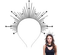 CABODYALS Couronne Noire avec Strass et Cristaux Serre Tête de Déesse Grecque Style Vintage Renaissance Diadème de Marie pour Femme Fête de Mariage Cosplay Concours Festival Accessoires de Costumes