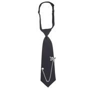 CABODYALS Cravate Noire Pré Nouée Réglable en Polyester pour Femme Style Punk Chaîne en Métal Bijoux Papillon Style Grunge Gothique Accessoires de Costume pour Fête Cosplay Uniforme Chemises D'École