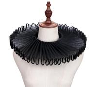 CABODYALS Faux col en tulle froncé style rétro victorien Renaissance Dickens médiéval détachable à lacets avec volants plissés en organza pour femme