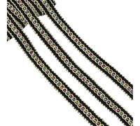 CABODYALS Galon Tressé Noir Pailleté Doré Ondulé 18 m Bordure en Dentelle pour Tapisserie Garniture Vintage Rubans Brodés en Polyester Tissé pour Couture Confection de Vêtements Accessoires Décoration