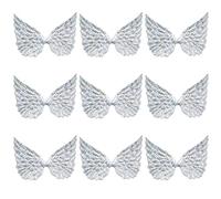 CABODYALS Lot de 3.54 patchs en Forme D'Ailes D'Ange Argentées de 50 pouce Petits Tissus en Relief Brillants Mini Ailes avec Poudres Pailletées à Appliquer au Fer à Repasser Patchs Brodés pour Décorat