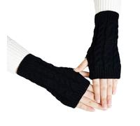 CABODYALS Mitaines Tricotées Noires pour L'Hiver Mitaines Chaudes et Douces au Crochet avec Trou pour le Pouce pour Femme Unisexe pour Écrire Taper Conduire Faire du Vélo Travailler