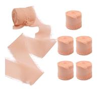 CABODYALS Ruban à Franges en Mousseline de Soie 38.4 m 38mm /2mm Saumon Polyester Brut Effiloché Bords en Soie Rubans en Vrac pour Emballage Cadeau Invitations de Mariage Bouquets de Mariée Décoration