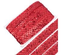 CABODYALS Ruban à Paillettes Rouge Foncé de 13.12 m 1.38cm Plat et Rond en Polyester Large pour Couture Confection de Vêtements Accessoires Décoration Emballage Cadeau