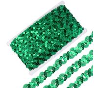 CABODYALS Ruban à Paillettes Vert 11 m pour Broderie Paillettes Polyester Bandes Plates Rondes et Ondulées pour la Couture la Fabrication de Décorations de Noël L'Emballage de Cadeaux Le Bricolage