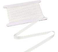 CABODYALS Ruban de Bordure en Dentelle Élastique Chinlon 9.14 m Blanc Ondulé Extensible Festonné au Crochet Brodé Bordures Florales Rubans pour Couture Fabrication Accessoires de Vêtements Emballage C