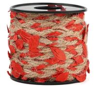CABODYALS Ruban de Bordure en Feuille Rouge de 10 m et 2mm Vigne Artificielle Corde de Jute Feuilles Naturelles Ficelle de Vigne Tressée Rubans de Corde à Suspendre pour Artisanat Arbre de Noël Mur M
