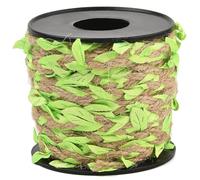 CABODYALS Ruban de Feuilles Vertes Artificielles de 10 m et 2mm Corde en Toile de Jute Garniture en Rotin Ficelle de Vigne Tressée Créative avec Feuilles en Tissu Polyester pour Décoration de Jardin