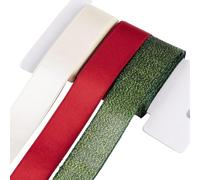 CABODYALS Ruban de Satin Rouge Blanc et Vert de 9 m 25mm Ruban de Vacances en Vrac Thème de Noël Ruban Gros Grain de Couleur Hiver pour L'Emballage de Cadeaux la Fabrication de Couronnes de Fête de N