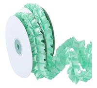 CABODYALS Ruban Plissé Vert Vintage de 9.14 m et 25mm Bordure en Dentelle à Volants Double Face Froncé pour Couture Fabrication Artisanale Bouquets de Mariée Robes Fournitures de Bricolage
