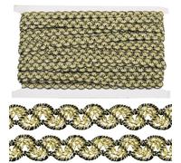 CABODYALS Ruban Tressé Noir et Doré de 20 m 12mm Bordure en Dentelle Métallique Tissée Garniture Décorative en Polyester Garniture de Rembourrage pour la Fabrication de Bijoux Couture Artisanat Vêtem