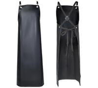 CABODYALS Tablier en Cuir Noir Imperméable Sans Manches avec Double Ceinture D'Épaule Réglable Long Tablier en Tissu Utilitaire Foncé pour Hommes et Femmes pour la Maison la Cuisine le Jardin le Brico