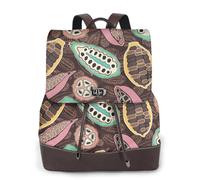 cabosse de cacao colorée,Sac à dos imperméable pour femme, sac à dos de voyage léger en cuir PU tendance