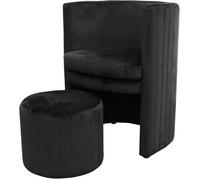 CABRIO Fauteuil Cabriolet - Velours Noir - L 60 x P 57 x H 76 cm