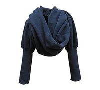 CABULE 5 Couleurs Pull tricoté Hauts châle décontracté Femmes Longue écharpe avec Manches Laine tricoté écharpes Femmes épais Chaud Cardigan extérieur-Marine