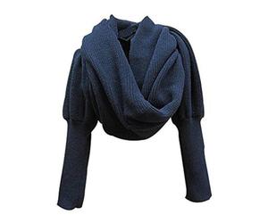 CABULE 5 Couleurs Pull tricoté Hauts châle décontracté Femmes Longue écharpe avec Manches Laine tricoté écharpes Femmes épais Chaud Cardigan extérieur-Marine