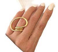 CABULE Bagues de couleur dorée pour femme - Tendance et élégante - Bijoux de mariée - Redimensionnable, bague F