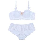 CABULE Ensemble de lingerie sexy grande taille avec soutien-gorge push-up et nœud pour filles - Sous-vêtements rembourrés fins - Grande taille 95CD-Blanc, 70B