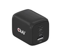 Club 3D CAC-1913 - Adaptateur secteur - technologie GaN, triple port - 65 Watt - 5 A - PD 3.0, PD/PPS - 3 connecteurs de sortie (USB type A, 2 x USB-C) - sur le câble : USB-C - Europe G
