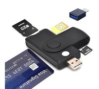CAC Lecteur de carte à puce militaire 5 en 1 USB DOD militaire SIM/SD/TF/ID/IC Adaptateur de carte compatible avec Windows, Linux/Unix, MacOS X