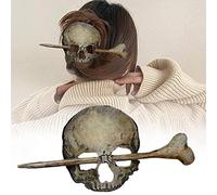 CaCaCook Épingle à cheveux en forme de tête de mort avec bâton rétro - Pour cheveux longs - Fourchette à cheveux - Pour femme et fille