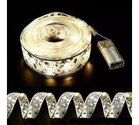 CaCaCook Guirlandes Lumineuses à Ruban Brillant,Guirlande Lumineuse de Noël en Ruban LED 5M,Ruban Sapin Noël LED,Arc en Dentelle DIY à Piles Décor de Noël Sapin Vacances Intérieur Extérieur