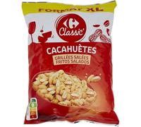 Cacahuètes Grillées et Salées - Format XL 500 g, recette simple à base d'arachides grillées, sel et huile de tournesol, à partager à l'apéritif - Lot de 4