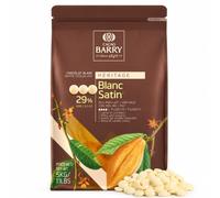 Cacao Barry Blanc Satin 29% Chocolat de couverture en pistoles - 5 kg | Haute fluidité, idéal pour moulage, ganache, enrobage, tablettes et pâtisserie, sachet refermable