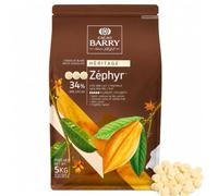 Cacao Barry Zéphyr 34% Chocolat Blanc en Pistoles 5 kg | Peu sucré, goût intense de lait entier et fluidité très élevée, idéal pour ganaches, mousses, moulages, enrobages et glaces
