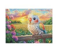 Cacatoès nymphe sur Une clôture en Bois avec des Fleurs Puzzle 500 Pièces pour Adultes Premium Educa Divertissement Créatif Famille Cadeau Unique Décoration Murale 500 PCS