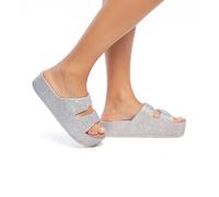 CACATOES Sandales compensées Femme Caipirinha Glitter Taille 40 Couleur Camel Multico