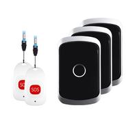 CACAZI C20 Téléavertisseur sans fil 2 à 3 personnes âgées, étanche, pour soins à domicile, urgence, réglementation européenne (noir)