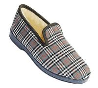 Cachalo - Pantoufles Charentaises MACQUARREL pour femme - Dessus lainage écossais gris - semelles en gomme et intérieur 100% mouton - pointure 37
