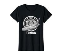 Cachalot Design polynésien des Tonga T-Shirt Graphique avec Valeur, Femme, Noir, L