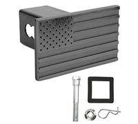 Cache Attelage Métallique 5 Pouces, Aluminium et Acier, Noir, Universel 2 Pouces - Design Drapeau Embossé, Protection Durable Contre Météo, Usage Facile